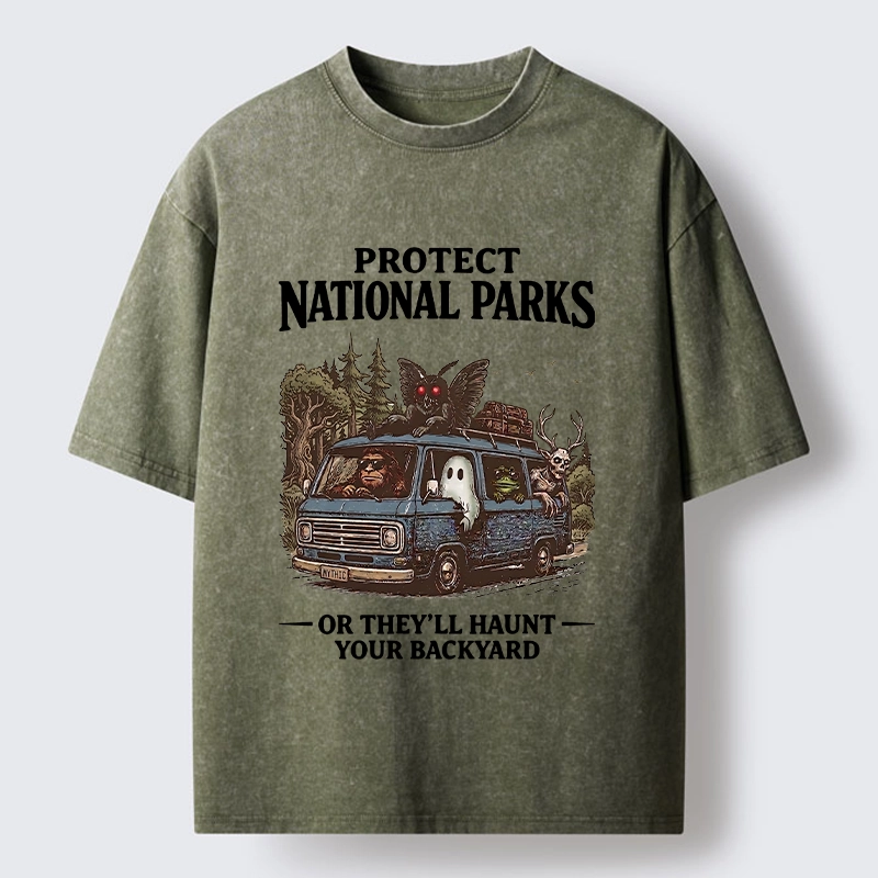 Tokyo-Tiger Protect Wild National Parks Washed T-Shirt