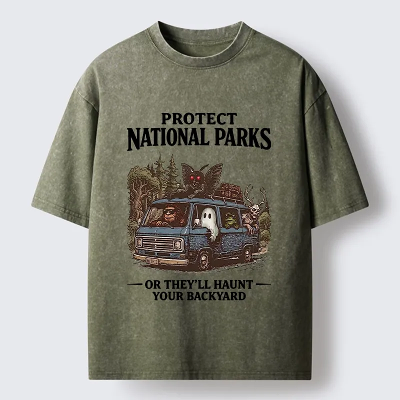 Tokyo-Tiger Protect Wild National Parks Washed T-Shirt