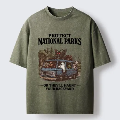 Tokyo-Tiger Protect Wild National Parks Washed T-Shirt