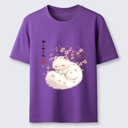 Tokyo-Tiger Soft Sakura White Cat Peaceful Sleep Classic T-Shirt