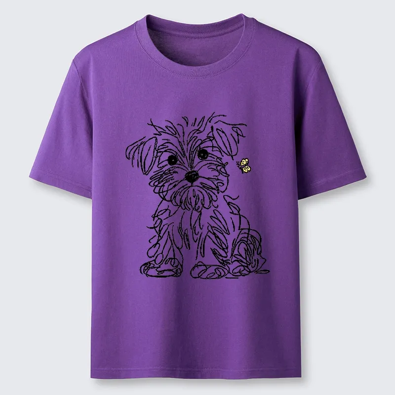 Tokyo-Tiger Simple Line Dog Tiny Butterfly Classic T-Shirt