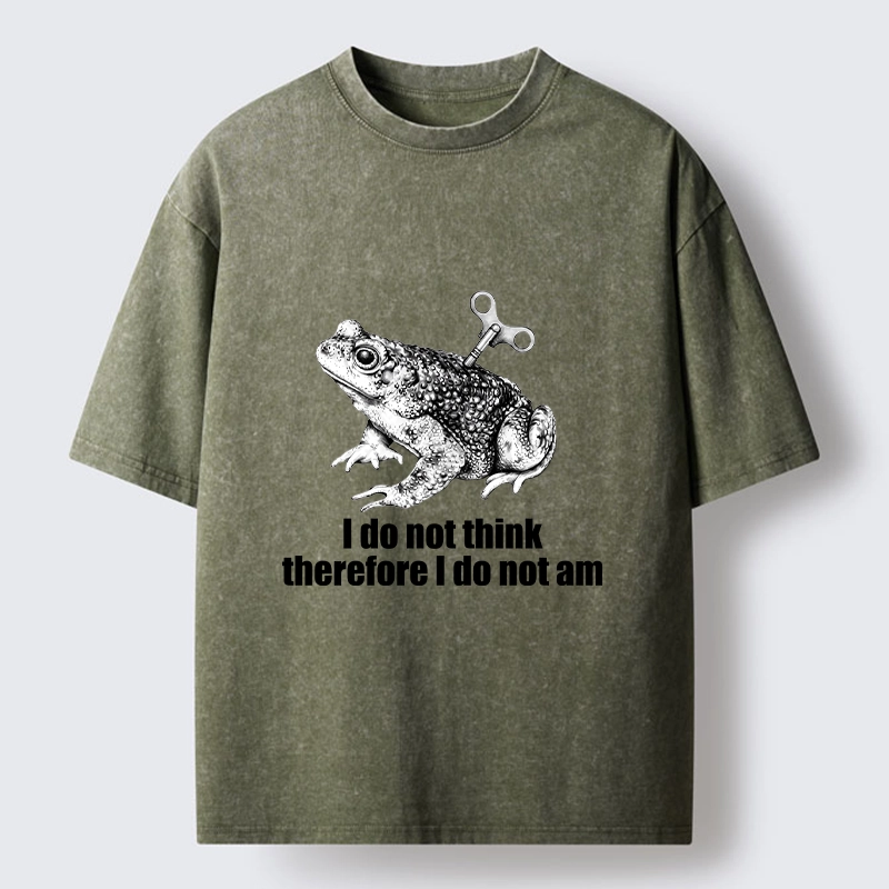 Tokyo-Tiger Funny Meme Wind Up Toad No Think No Exist Washed T-Shirt
