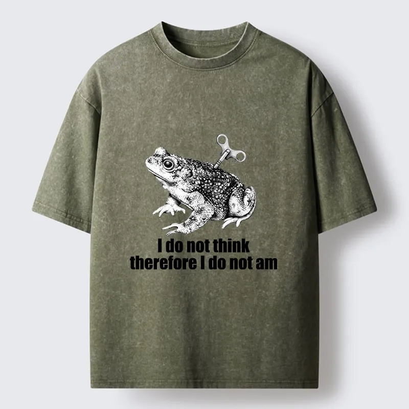Tokyo-Tiger Funny Meme Wind Up Toad No Think No Exist Washed T-Shirt