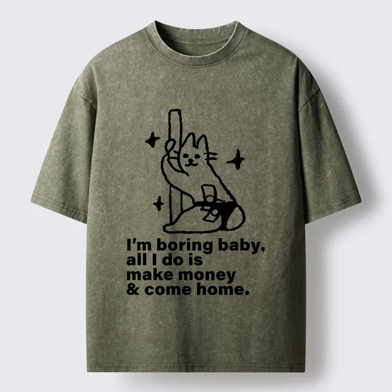 Tokyo-Tiger Cute Cat Only Makes Money Comes Home Washed T-Shirt