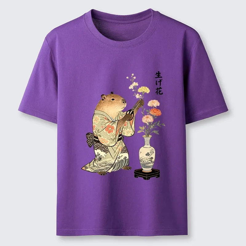 Tokyo-Tiger Chill Capybara Arranging Flower Art Classic T-Shirt Sale