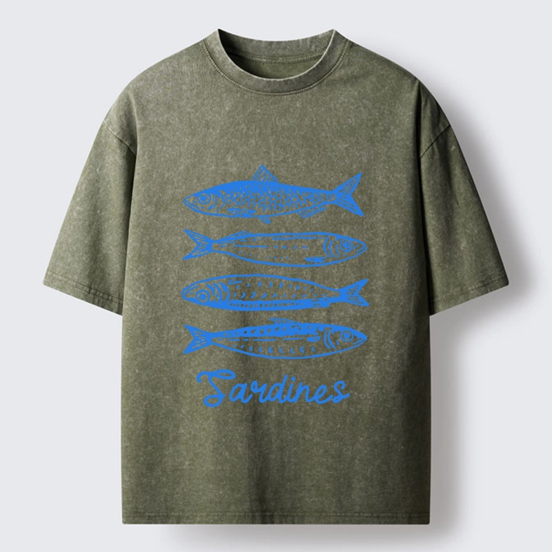 Tokyo-Tiger Funny Meme Simple Fish Art Vibe Washed T-Shirt