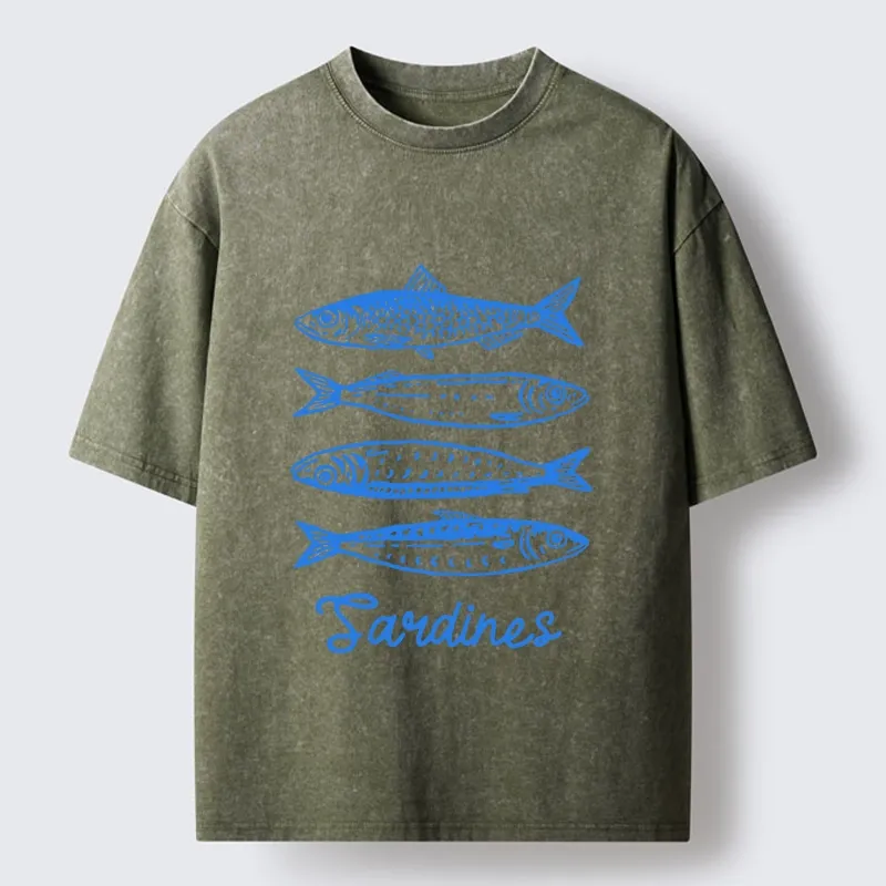 Tokyo-Tiger Funny Meme Simple Fish Art Vibe Washed T-Shirt