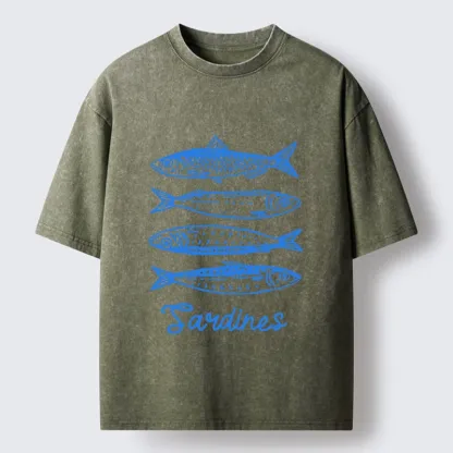 Tokyo-Tiger Funny Meme Simple Fish Art Vibe Washed T-Shirt