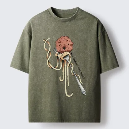 Tokyo-Tiger More Pasta Less Stress Food Lover Art Washed T-Shirt