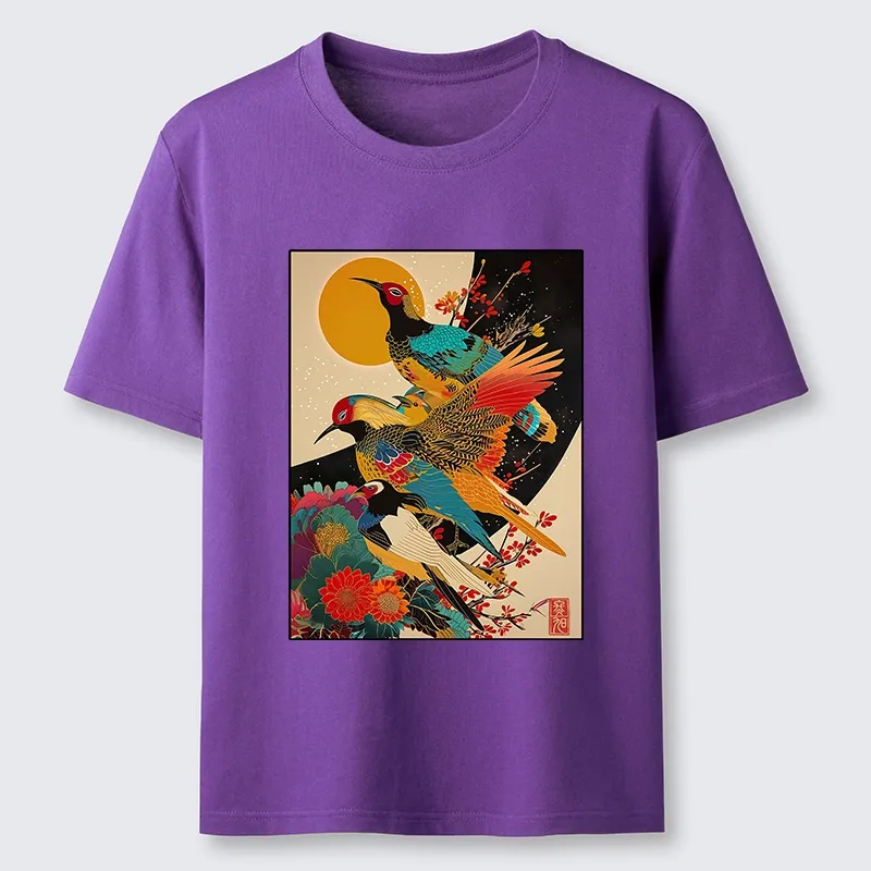 Tokyo-Tiger Sunrise Pheasants Blossom Oriental Art Design Classic T-Shirt