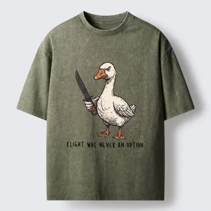 Tokyo-Tiger Tough Goose Holding Knife Funny Meme Washed T-Shirt