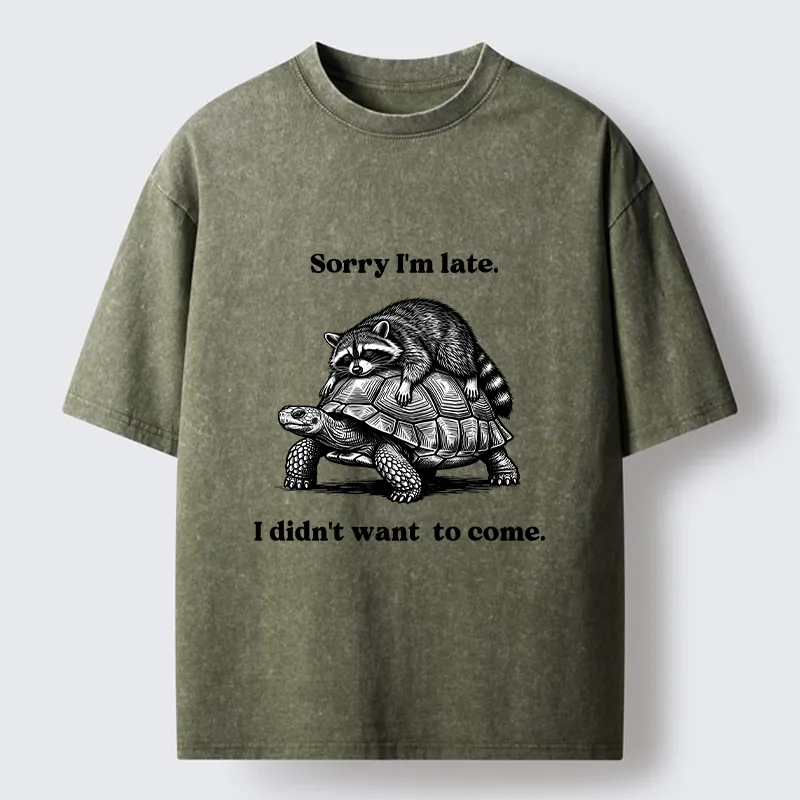 Tokyo-Tiger Lazy Animal Life Funny Graphic Washed T-Shirt
