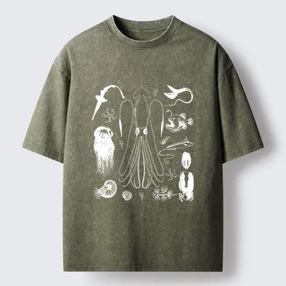 Tokyo-Tiger Vintage Deep Sea Creature Meme Washed T-Shirt
