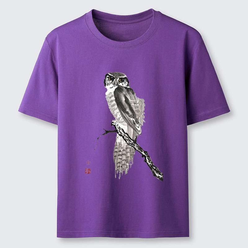 Tokyo-Tiger Minimal Ink Owl Oriental Brush Art Classic T-Shirt