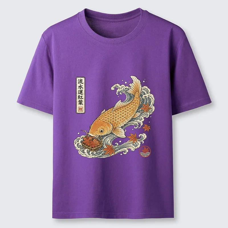 Tokyo-Tiger Golden Koi Carp Maple Leaf Wave Art Classic T-Shirt