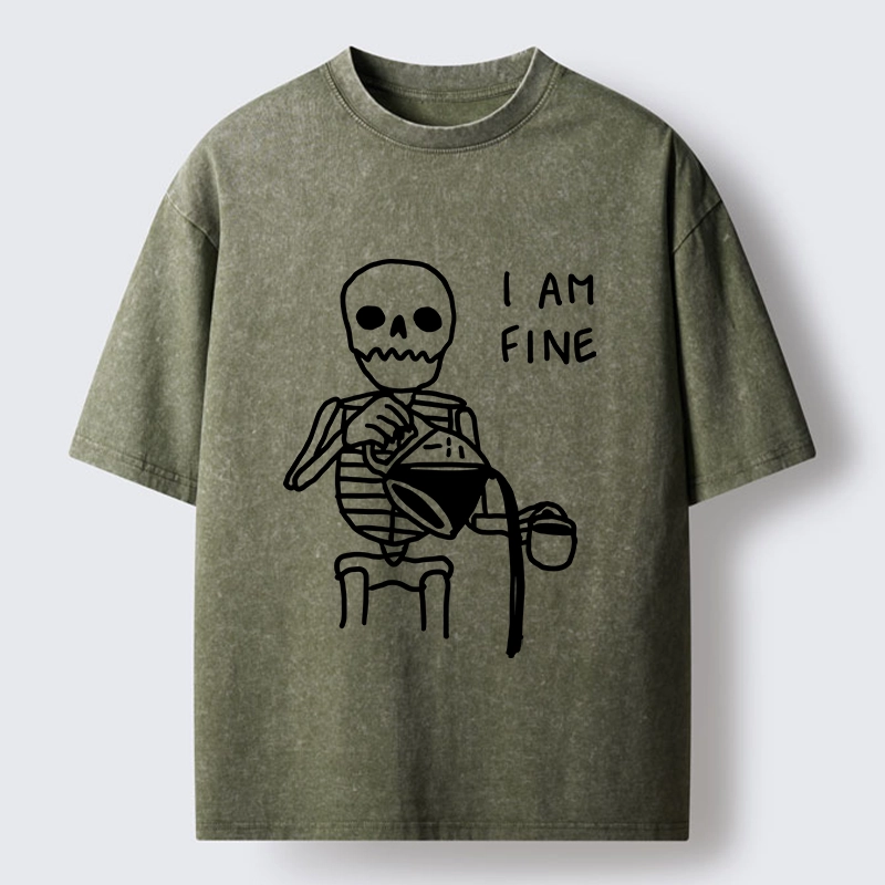 Tokyo-Tiger Skeleton Fake Calm Washed T-Shirt