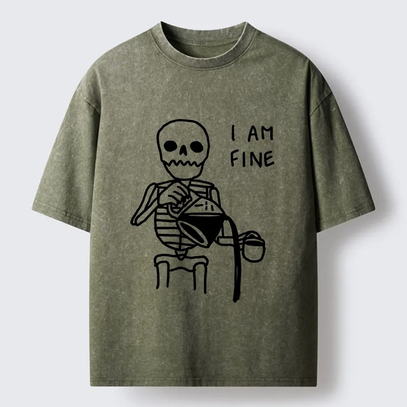 Tokyo-Tiger Skeleton Fake Calm Washed T-Shirt