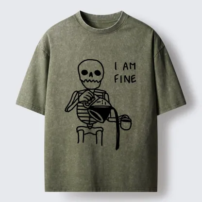 Tokyo-Tiger Skeleton Fake Calm Washed T-Shirt