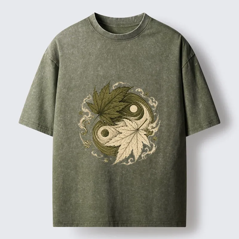 Tokyo-Tiger Maple Yin Yang Art Washed T-Shirt