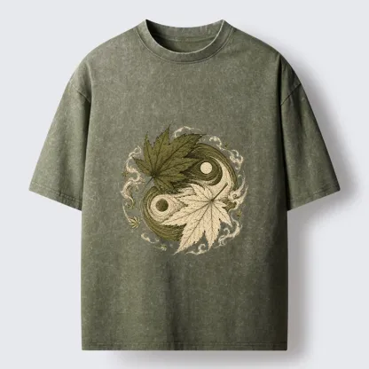Tokyo-Tiger Maple Yin Yang Art Washed T-Shirt