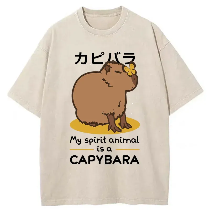 Tokyo-Tiger Spirit Animal Capybara Washed T-Shirt