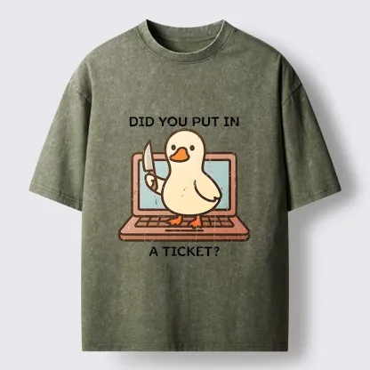 Tokyo-Tiger Ticket Duck Funny Meme Washed T-Shirt