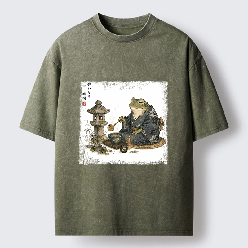 Tokyo-Tiger Calm Tea Frog Washed T-Shirt