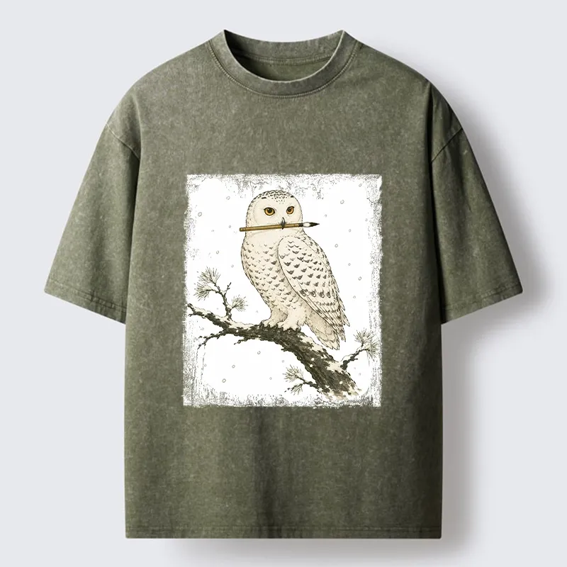Tokyo-Tiger Snow Owl Painter Washed T-Shirt