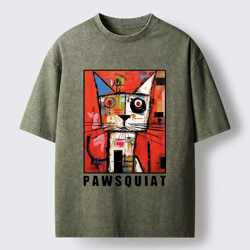 Tokyo-Tiger Abstract Picasso Cat Art Washed T-Shirt