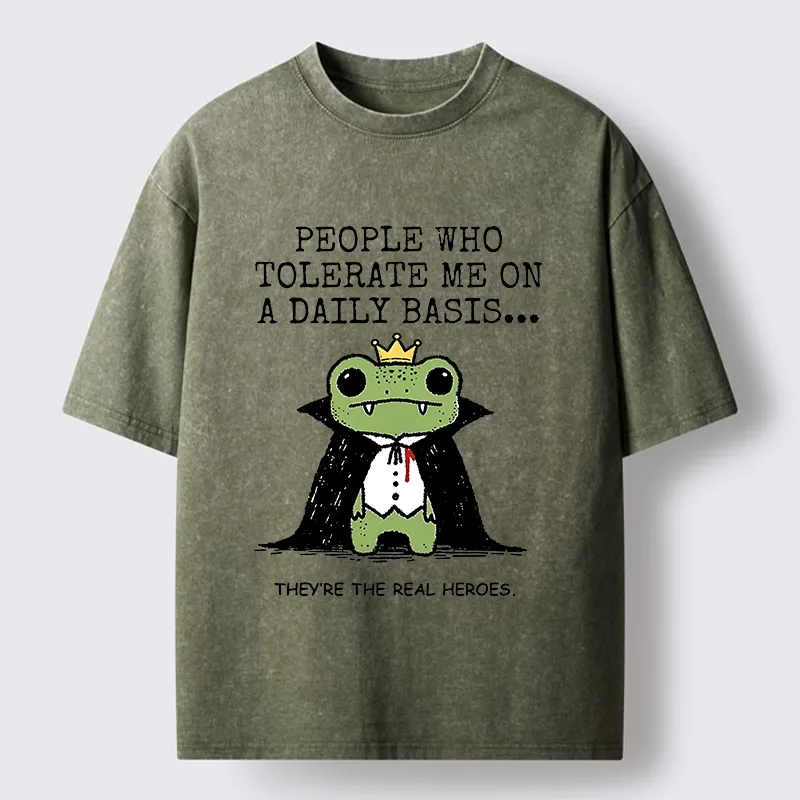 Tokyo-Tiger Funny Meme Vampire Frog Washed T-Shirt