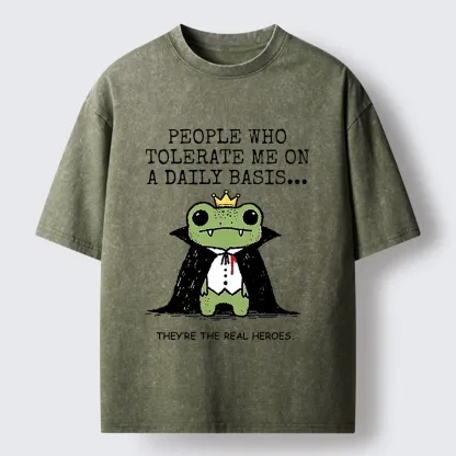 Tokyo-Tiger Funny Meme Vampire Frog Washed T-Shirt