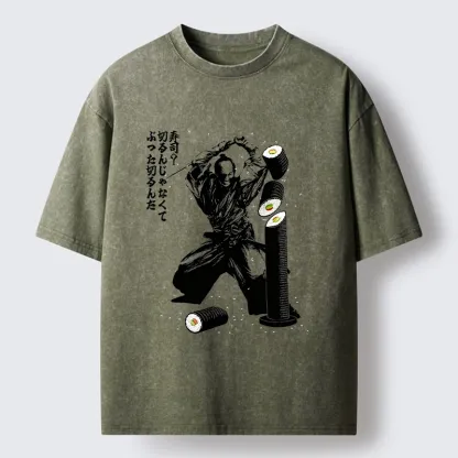 Tokyo-Tiger Samurai Sushi Slice Washed T-Shirt