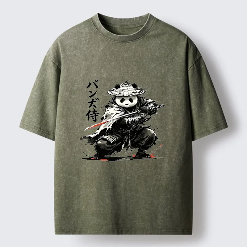 Tokyo-Tiger Panda Samurai Warrior Washed T-Shirt