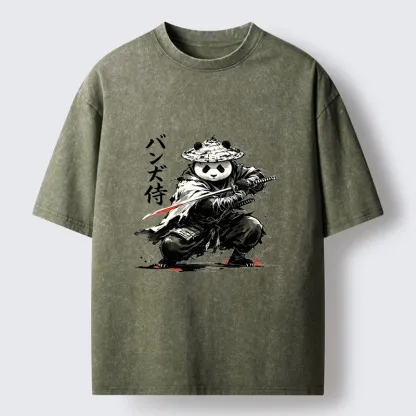 Tokyo-Tiger Panda Samurai Warrior Washed T-Shirt