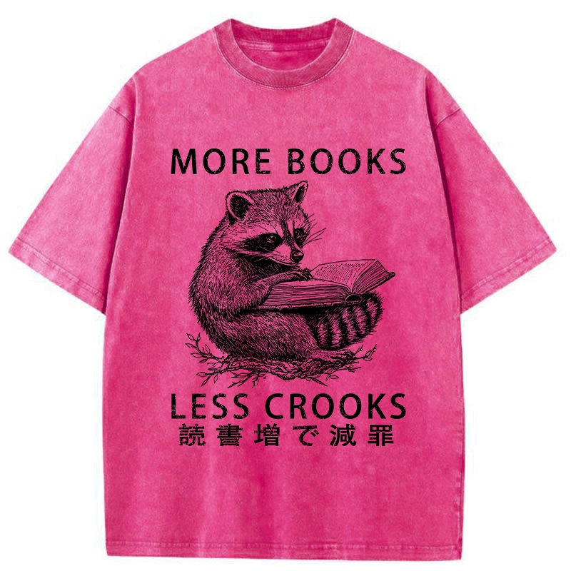 Tokyo-Tiger More Books Less Crooks Washed T-Shirt