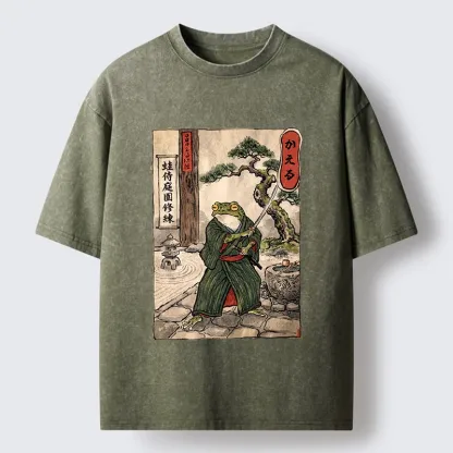 Tokyo-Tiger Samurai Frog Training Washed T-Shirt
