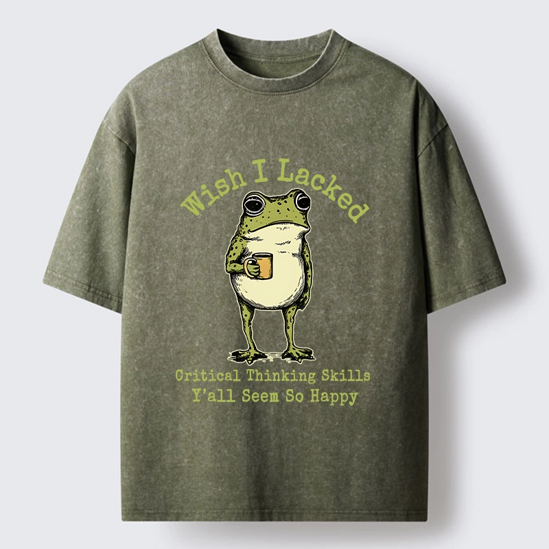 Tokyo-Tiger Critical Thinking Frog Meme Washed T-Shirt