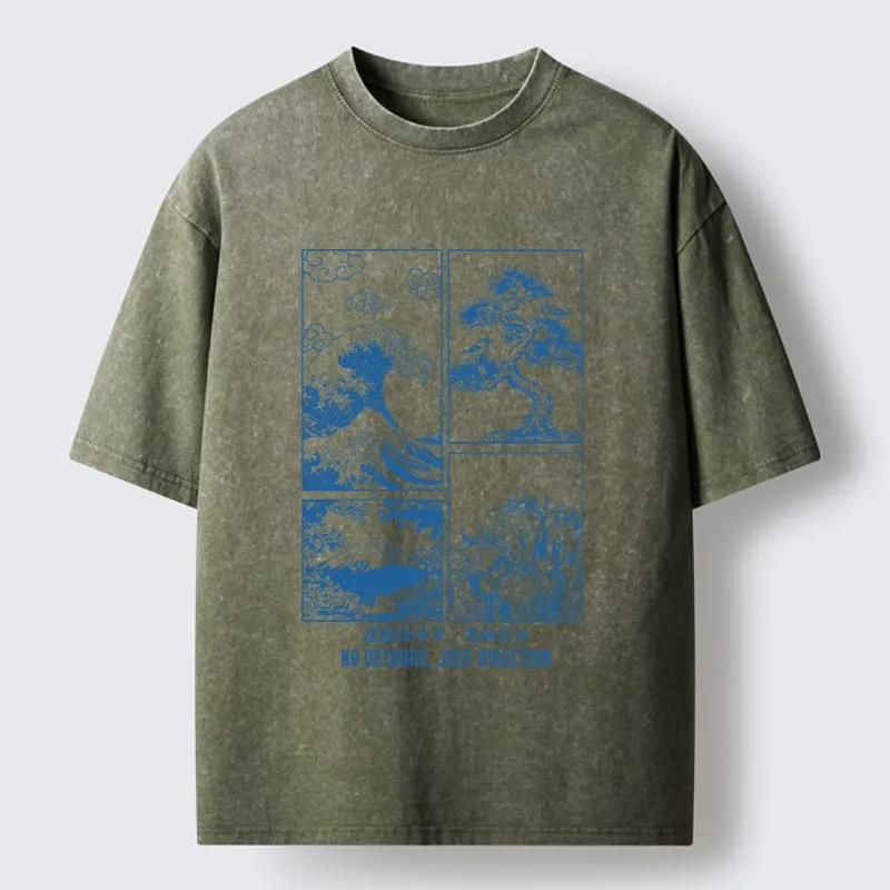 Tokyo-Tiger Japanese Wave Four Panel Washed T-Shirt