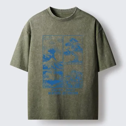 Tokyo-Tiger Japanese Wave Four Panel Washed T-Shirt