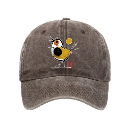 Tokyo-Tiger Aesthetic Yellow And Black Bird Washed Cap