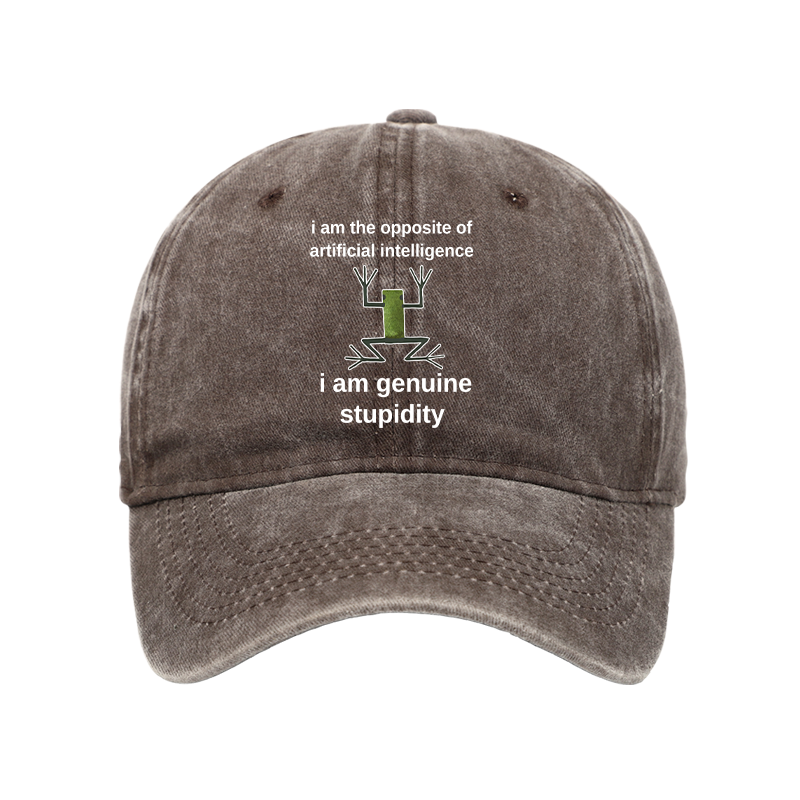 Tokyo-Tiger Genuine Stupidity Frog Meme Washed Cap
