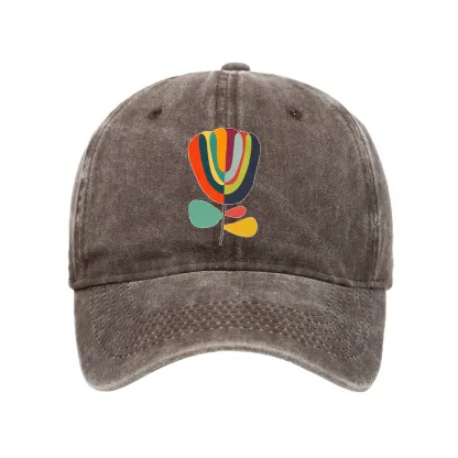 Tokyo-Tiger Colorful Flower Minimalist Print Washed Cap