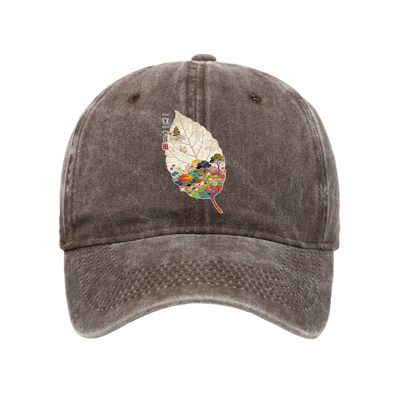 Tokyo-Tiger One Leaf Holds A Tiny Colorful World Washed Cap