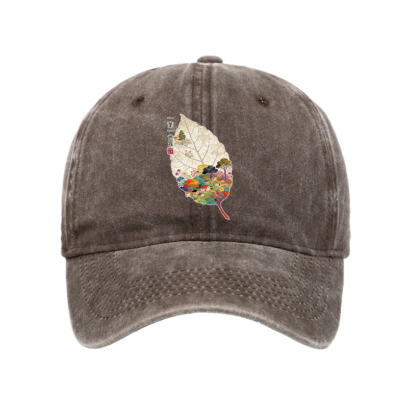 Tokyo-Tiger One Leaf Holds A Tiny Colorful World Washed Cap