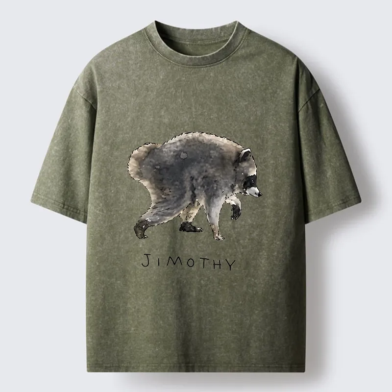 Tokyo-Tiger Jimothy Raccoon Art Washed T-Shirt