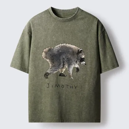 Tokyo-Tiger Jimothy Raccoon Art Washed T-Shirt