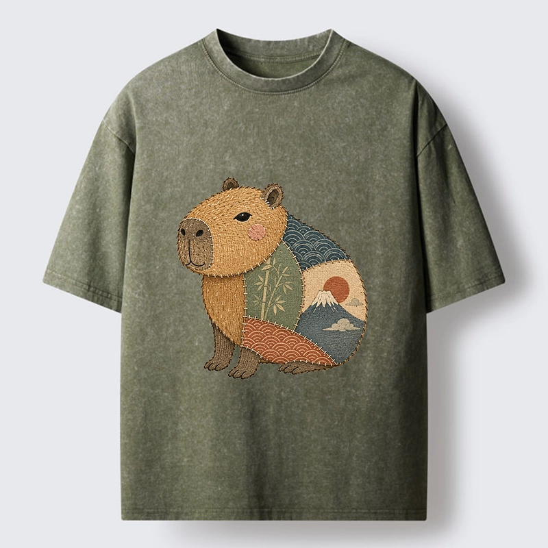 Tokyo-Tiger Patchwork Capybara Washed T-Shirt