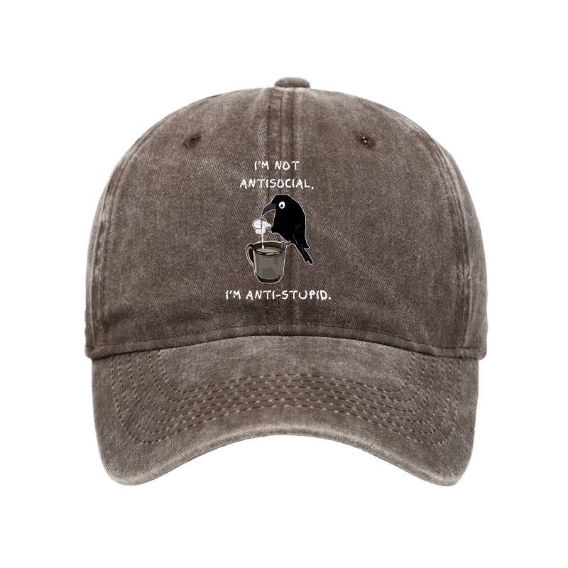 Tokyo-Tiger Cool Crow Sips Calm Coffee Alone Washed Cap