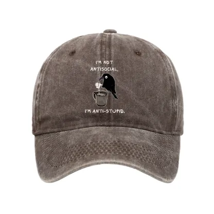 Tokyo-Tiger Cool Crow Sips Calm Coffee Alone Washed Cap