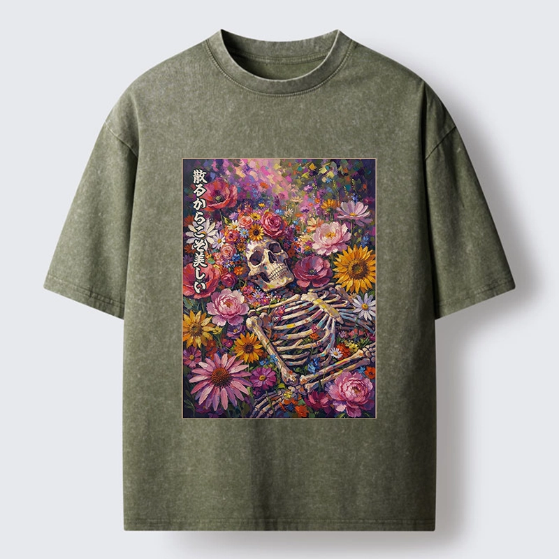 Tokyo-Tiger Bloom And Bones Washed T-Shirt